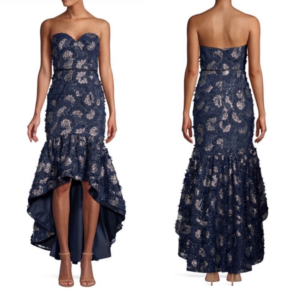 Aidan Mattox Floral Appliqu Strapless Dress
